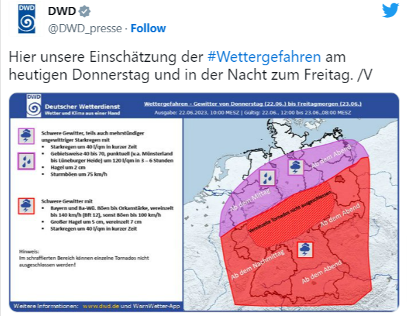 DWD aktualisiert Tornado-Warnung! Bleiben Sie drin! In diesen Teilen Deutschlands wird es stürmisch!